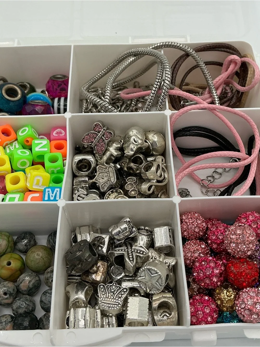 Jewelry making kit with assorted beads and necklace straps